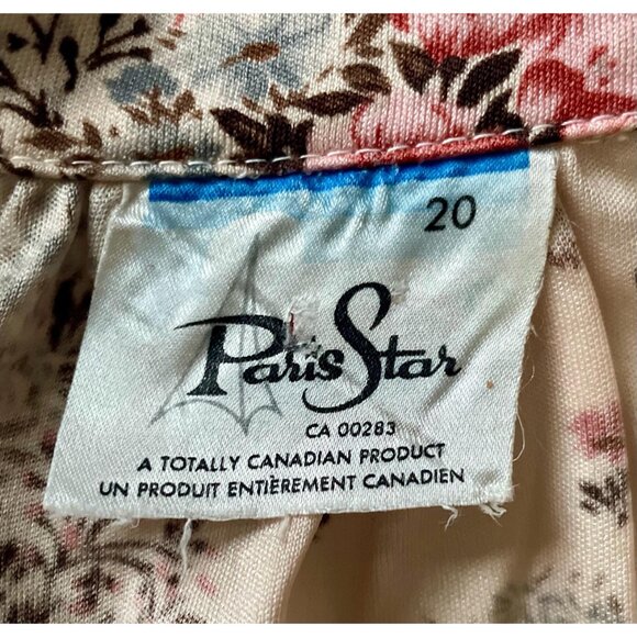 1970s Floral Blouse, Size L, Peach Polyester Shirt, Vintage Blouse - Picture 6 of 10